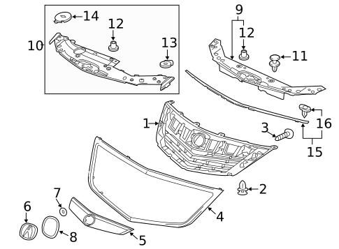 Grille & Components for 2014 Acura TSX #0