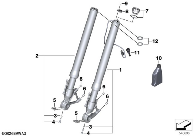 31428526067 - Front Axle, Front Suspension: Fork Leg Left -  for BMW-Motorrad Image