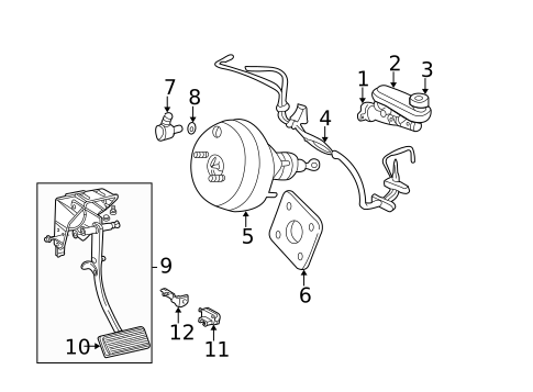 Master Cylinder - Components On Dash Panel for 2002 Dodge Caravan #0