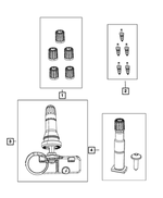 68206631AA - Wheels: Valve Stem Cap Kit for Jeep: Cherokee | Ram: 1500, 1500 Classic, 2500, 3500 Image