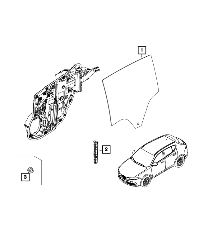 68632853AA - Glass: Rear Door Glass, Right for Mopar Image