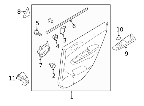 Interior Trim - Rear Door for 2011 Subaru Impreza #0