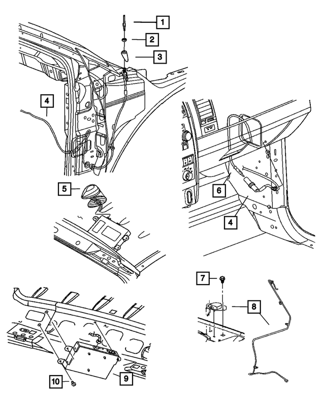 56043184AD - Instrument Panel and Radios and Consoles: Base Cable And Bracket Antenna for Mopar Image