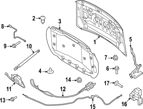 thumbnail image 2 of Hood Hinge Set For 2015-2020 Ford F-150 – Driver & Passenger Side, Steel, Direct Fit 2 of 6