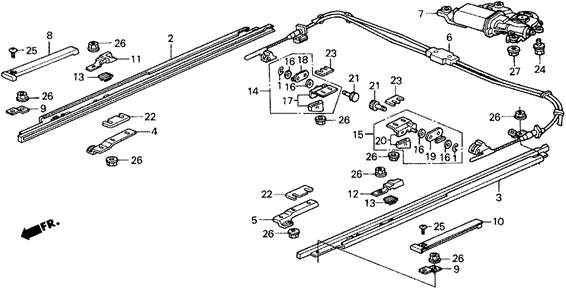 Roof Motor - Slide Rail for 1991 Honda Prelude #0