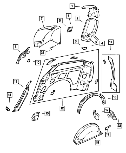 Quarter Panel and Pillars for 2002 Dodge Grand Caravan #1
