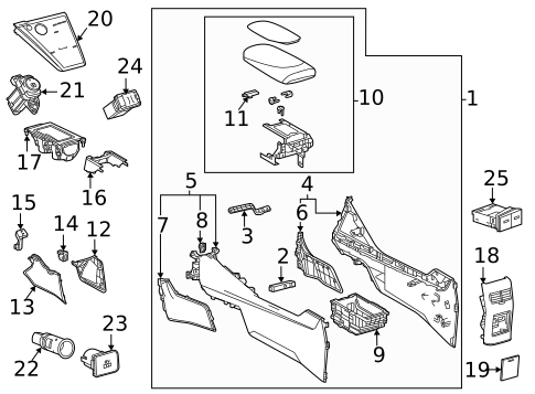 Console for 2020 Toyota Mirai #0