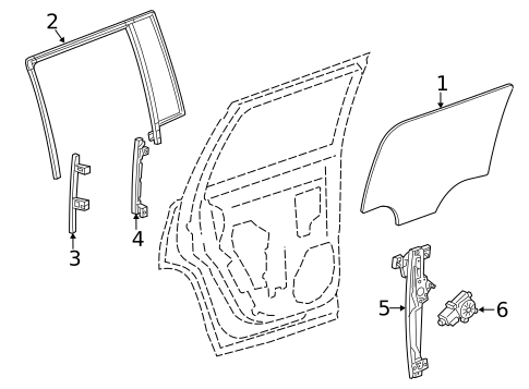 Glass - Rear Door for 2016 GMC Yukon #0