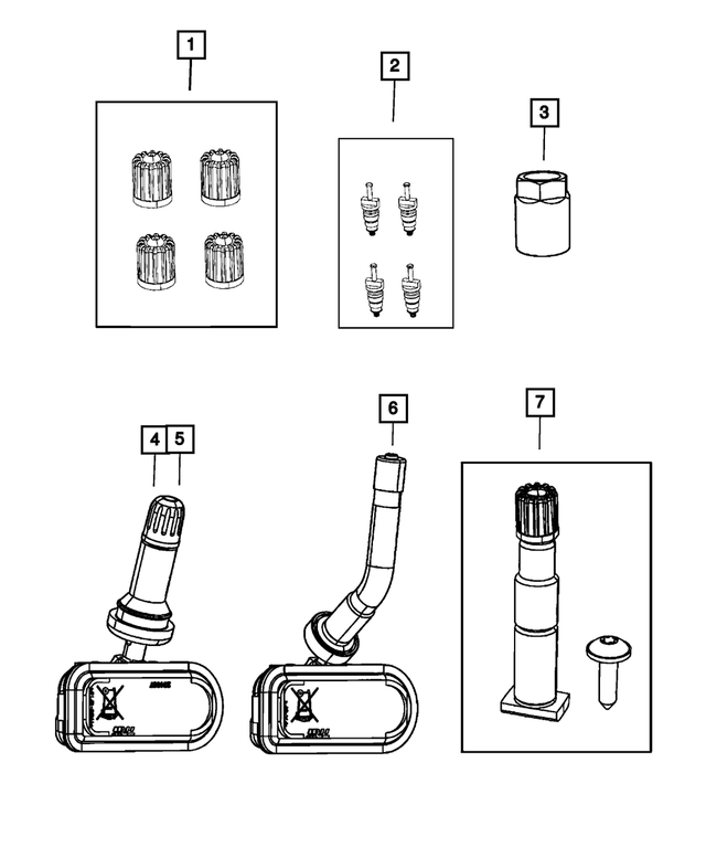 68206631AA - Wheels: Valve Stem Cap Kit for Mopar Image