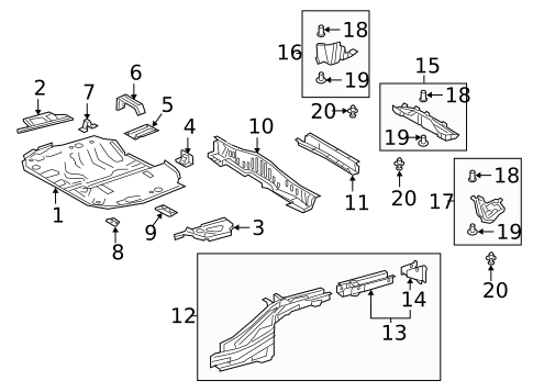 Rear Floor & Rails for 2020 Lexus UX200 #0