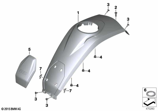 46638533668 - Frame and Mounting Parts: Tank Cover, Center - Rohteil/blank for BMW-Motorrad Image