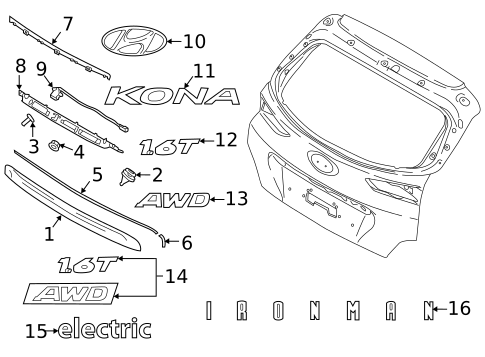 Exterior Trim - Lift Gate for 2021 Hyundai Kona Electric #0