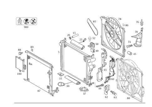 Radiator, Mounting, and Covering for 2001 Mercedes-Benz S 430 #1