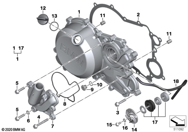 11515B5AE21 - : Refrigerant Pump Wheel for BMW-Motorrad Image
