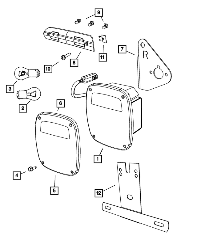 55055270 - Electrical: Tail Stop Turn Lamp, Right for Mopar Image