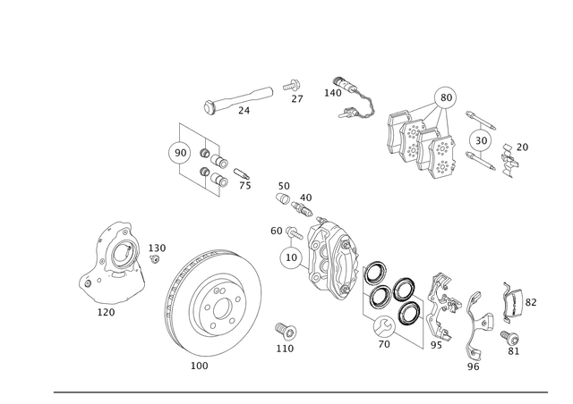 2164212498 - Brakes: Fixed Caliper for Mercedes-Benz: CL550, S500, S550 Image image
