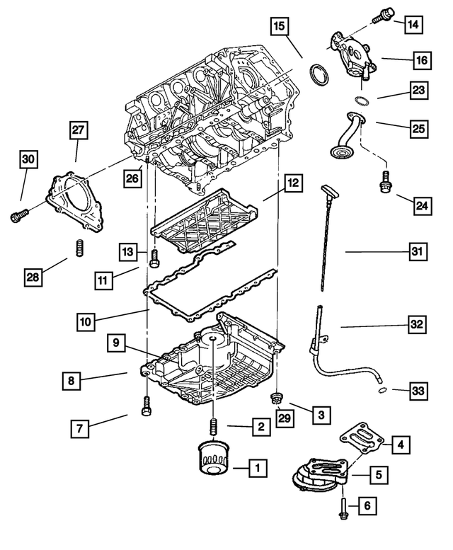 4792861AA - Engine 2.7L Six Cylinder: Oil Pan for Chrysler: 300 | Dodge: Charger, Magnum Image