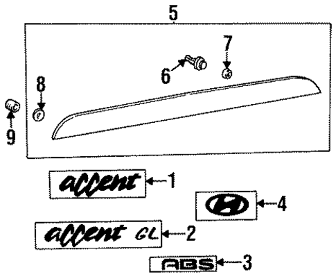 Exterior Trim - Lift Gate for 1999 Hyundai Accent #0