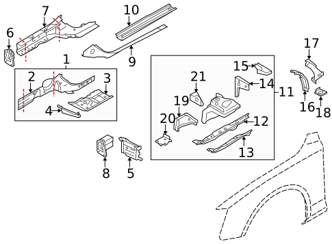 Structural Components & Rails for 2013 Audi A4 Quattro #0