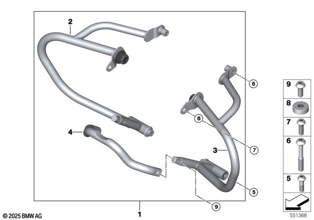 77145B737F5 - : Set, Engine Protection Bar Black for BMW-Motorrad Image