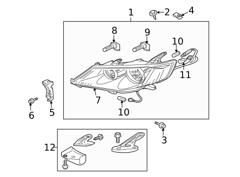 Headlamp Components for 2007 Mitsubishi Outlander #1