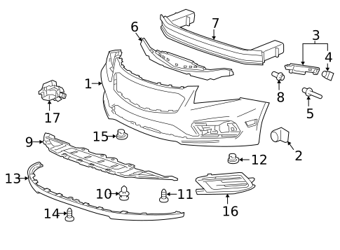 Bumper & Components - Front for 2016 Chevrolet Cruze Limited #2