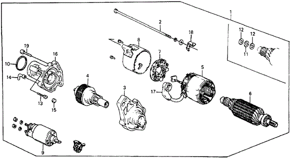 Starter Motor (Mitsuba) for 1985 Honda Civic #0