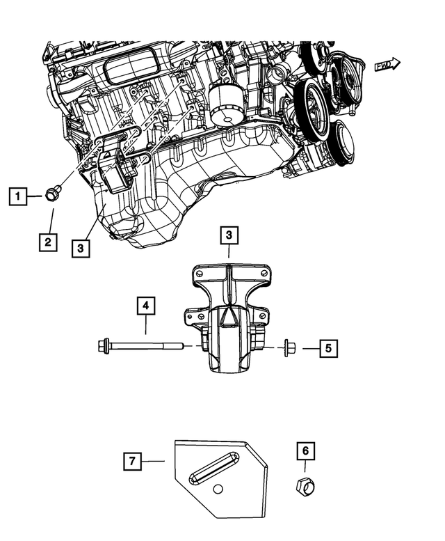 6509462AA - 5.7L HEMI Gas; Engine: Double Ended Stud, Mounting for Mopar Image image