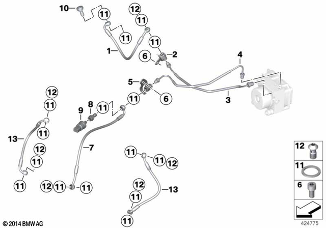 34327707652 - Brakes: Brake Hose Front -  for BMW-Motorrad Image