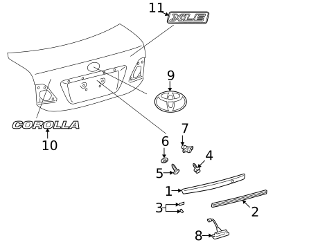 Exterior Trim - Trunk for 2010 Toyota Corolla #0