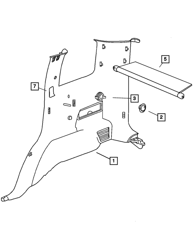 5HG55BD5AQ - Interior Trim: Quarter Trim Panel, Right for Mopar Image