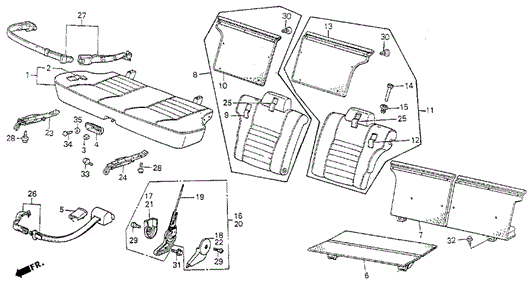 Rear Seat - Seat Belt (2) 3DR for 1985 Honda Civic #0