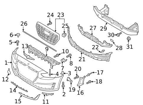 Bumper & Components - Front for 2017 Genesis G90 #0