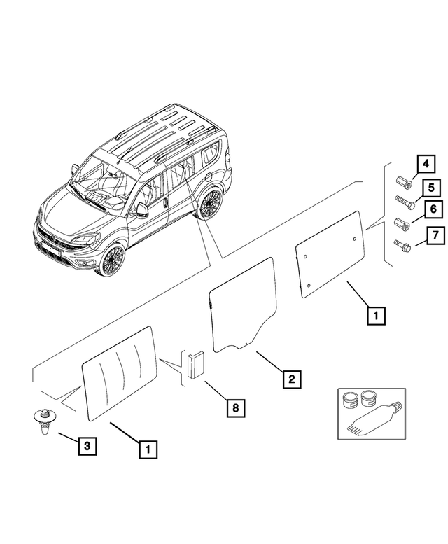 68261910AA - Glass: Rear Door Glass, Left for Mopar Image