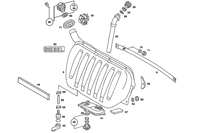 2014700040 - Fuel System: Tensioning Strap for Mercedes-Benz: 190, 190D, 190E Image image