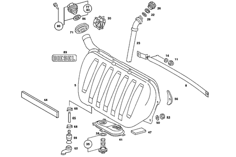 Fuel Tank with Detachable Parts for 1988 Mercedes-Benz 190 E #1