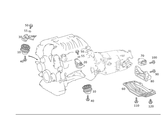 2202410134 - Engine Suspension: Screening Plate for Mercedes-Benz: CL500, CL55 AMG, S430, S55 AMG Image image