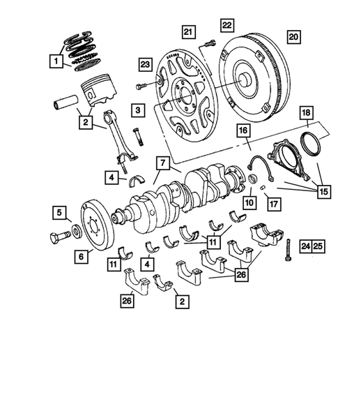 Crankshaft, Pistons and Torque Converter for 2005 Dodge Magnum #0