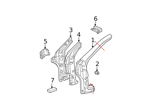 Hinge Pillar for 2004 Pontiac Vibe #0