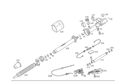 Steering Column Jacket Tube and Steering Shaft, Manually Adjustable for 1999 Mercedes-Benz SLK 230 #0