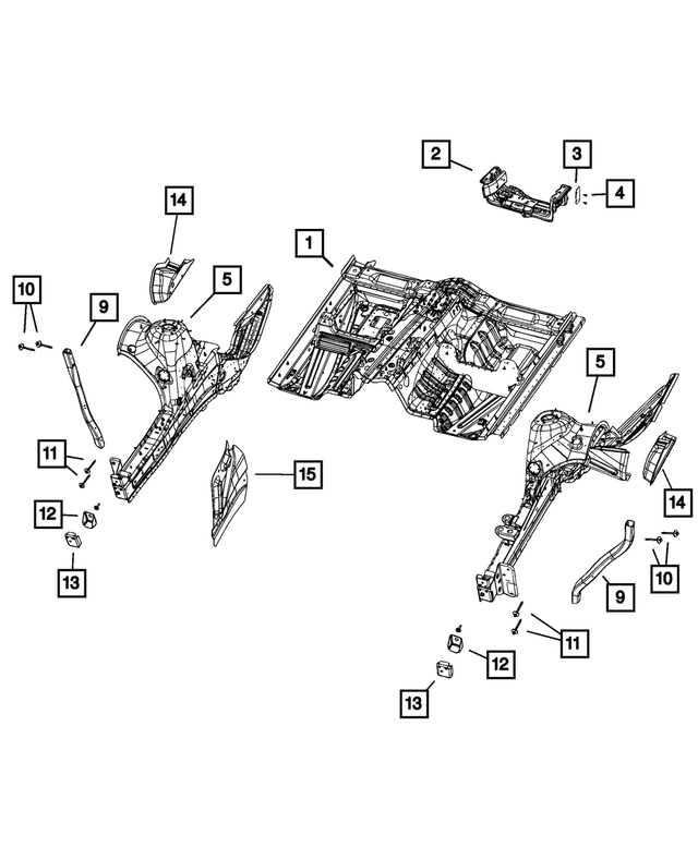 68224808AA - Body Sheet Metal Except Doors: Front Side Rail Front Rail, Left for Dodge: Durango | Jeep: Grand Cherokee, Grand Cherokee WK Image