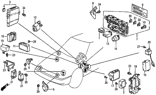 Fuse Box - Relay - Horn for 1984 Honda Prelude #0