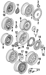 36131180115 - Suspension: Hub Cap for BMW: 525i, 525iT, 530i, 535i, 540i, M5 Image
