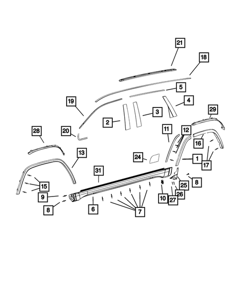 Moldings and Ornamentation for 2022 Jeep Grand Cherokee WK #0