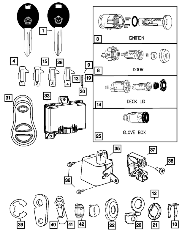 68242168AD - Wiper/Lock Cylinder and Keys: Receiver Module for Mopar Image