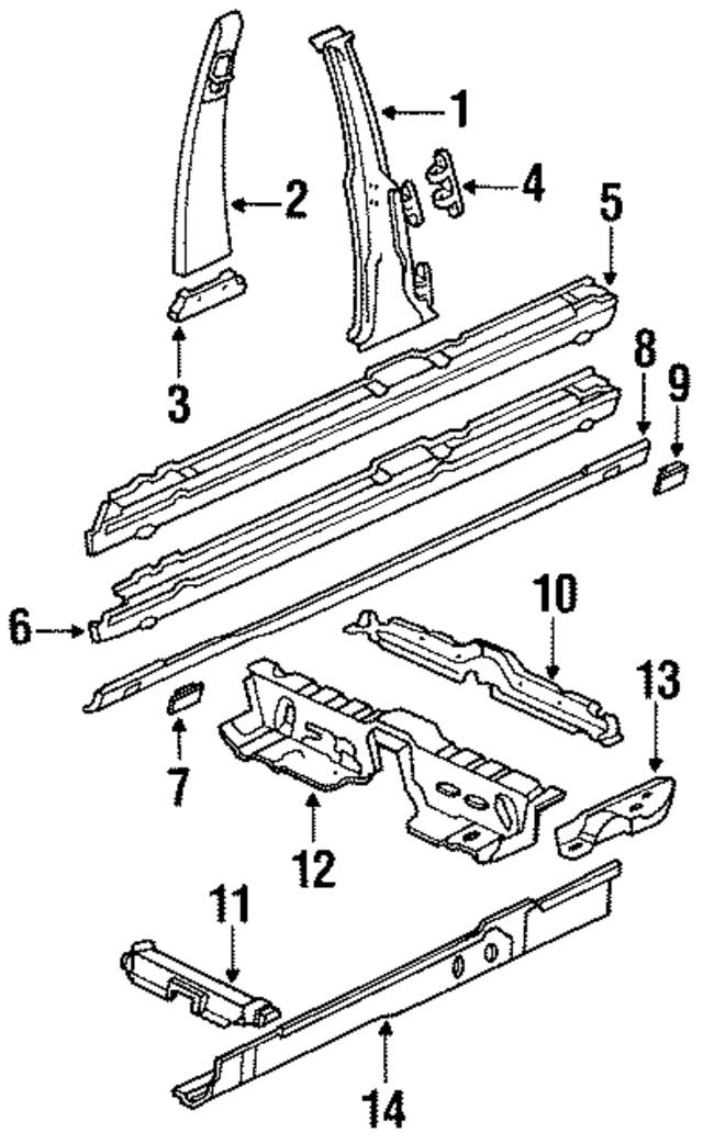 1266300211 - Body: Center Pillar for Mercedes-Benz Image