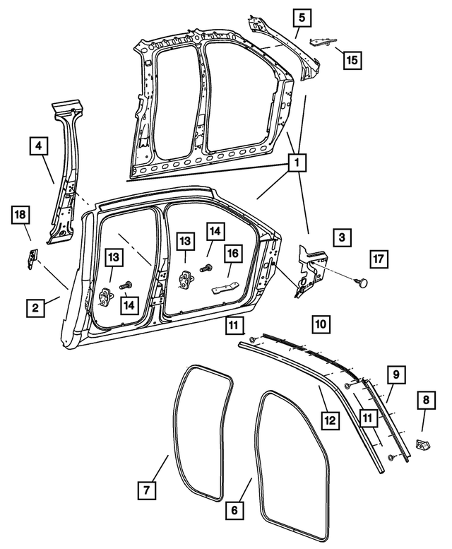 « 55276265AC – Body Sheet Metal Except Doors : Montant Central Renfort, Côté Gauche pour Mopar Image »