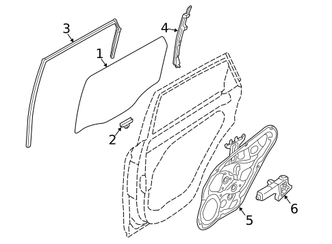 Glass - Rear Door for 2015 Kia Sorento #0