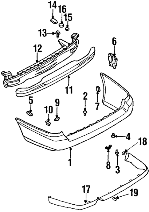 Bumper & Components - Rear for 1995 Subaru Legacy #1
