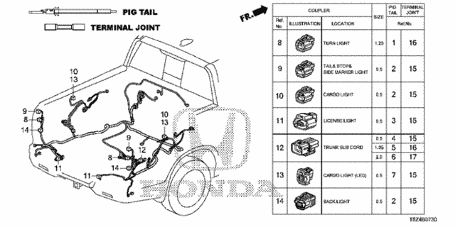 Electrical Connectors (RR.) for 2019 Honda Ridgeline #0